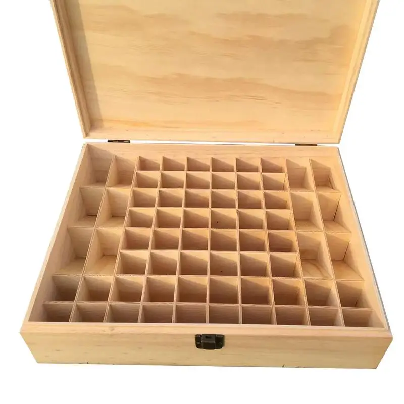 Большой прочный 68-сетка Подарочная коробка деревянная эфирное масло ювелирные изделия ящик из твердой древесины мульти-квадратный подходит для 30 мл бутылка Чехол Организатор