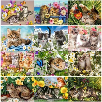 

EverShine Diamond Embroidery Full Display Cat 5D Diamond Painting Animals Picture Of Rhinestones Diamond Mosaic Cross Stitch