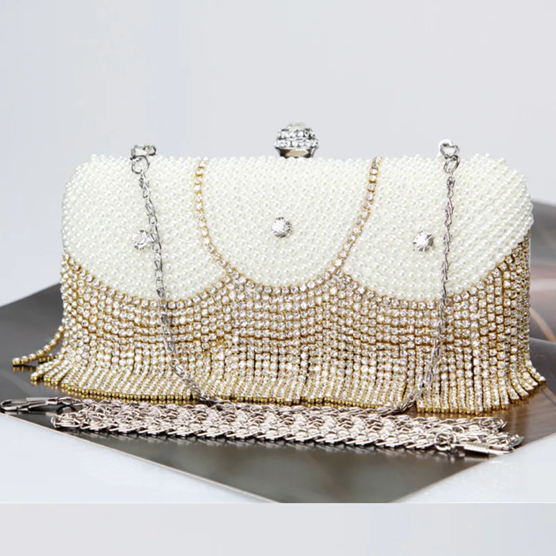 

crossbody bags Clutch evening bags Tassels Banquet bag luxury handbags women Manual Beaded Evening Rhinestones evening bags.