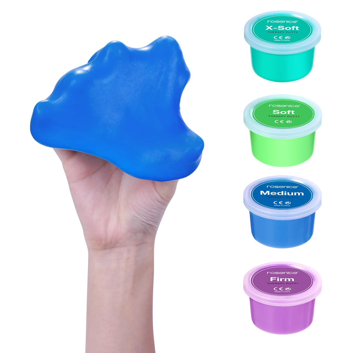 

ROSENICE 4pcs Silicone Toy Colorful Stretchy Non-Toxic Elastic Therapy Putty For Recovery Exercise Playing Stress Relief
