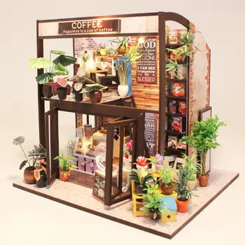 

Innovative Handcraft DIY Cabin Hut Doll House Time Cafe Children Enlightenment Educational Toys Holiday Birthday Gift For Kids