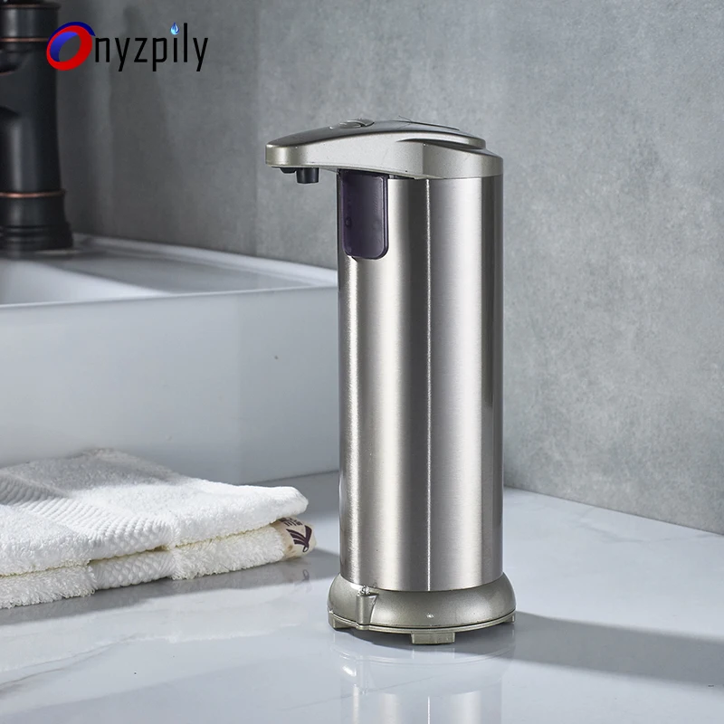 

280lm Automatic Liquid Soap Dispenser Stainless Steel Sensor Soap Dispenser Pump Shower Kitchen Soap Bottle for Bath/Washroom