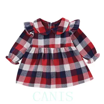 

Princess Newborn Baby Girl Long Sleeve Plaid Party Dress Casual Clothes 0-24M