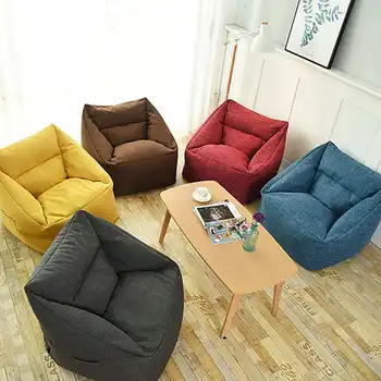 

2019 Waterproof Bean Bag Lazy Sofa Indoor Seat Chair Cover Beanbag Sofas Large Bean Bag Cover Armchair Washable Cozy Game Yellow
