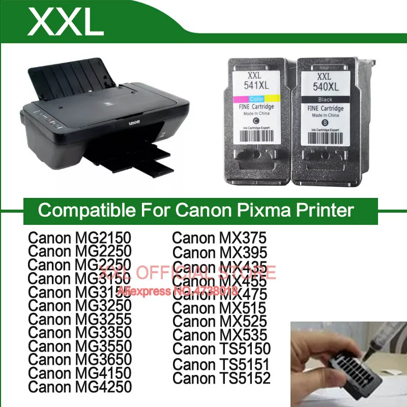 PG-540XL CL-541XL PG 540 XL Ink Cartridge For Canon Pixma MG2150 MG2250 MG3650 MG3250 TS5150 MX375 MX435 MX515 MG3650S printer supplies inkjet ink cartridge ink cartridge