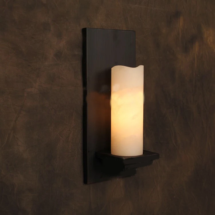 

Vintage Sconce Lodge Retro Iron Wall Lamps Artificial Marble Candle Lampshade Wall Light Cafe Bar Industrial Lighting Fixtures