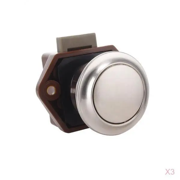 

3 x Cabinet Push Button Drawers Dressers Cupboard Doors Catcher RV Motor Home Van Boat Press Lock Latch Bolt