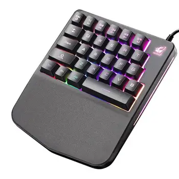 

K11 Wired 28 Keys LED Rainbow luminescence Backlit USB Ergonomic Single Hand Keypad Gaming Keyboard for PC Tablet Desktop PC