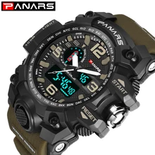 Panars Men's Watches Modern Digital Watch LED Analog Electronic Quartz Watches 50M Waterproof Sport Hand Watch Man With Compass