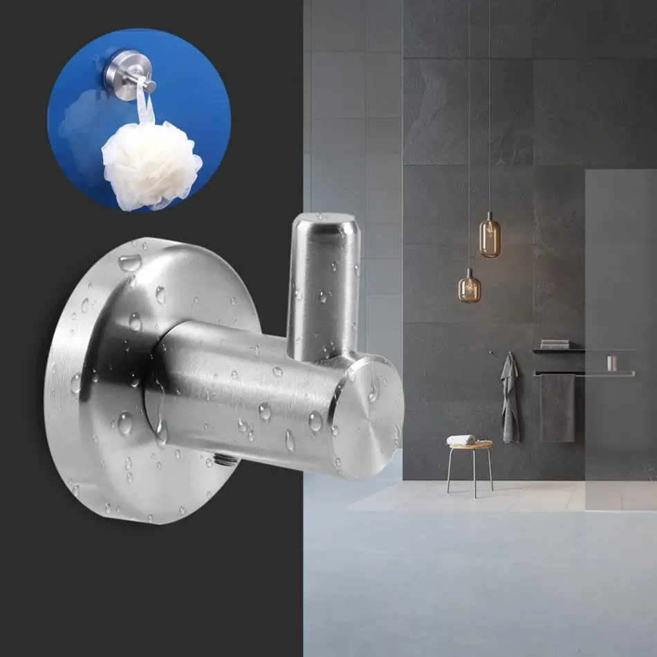 

304 Stainless Steel Bathroom Hooks Wall Mounted Single Hook Hanger for Clothes Robe Towel Coat Rustproof Door wall hook Hot Sale