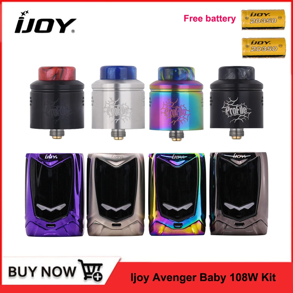 

Original IJOY Avenger Baby Vape Kit 108W TC Box Mod + Profile RDA Tank 22mm dual 20350 battery AI Voice Control