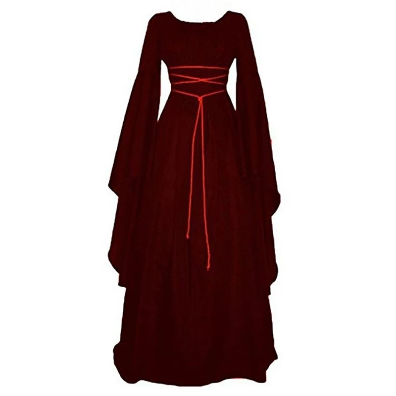 

Women Medieval Victorian Long Sleeve Ball Gown Renaissance Gothic Maxi Dress
