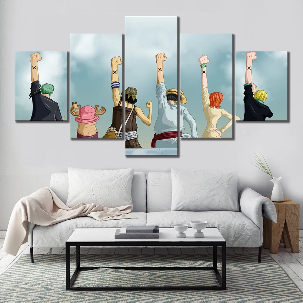 

5 Piece Wall Art Anime Poster Picture One Piece Monkey D. Luffy Poster Wall Painting for Home Modern Decor Canvas Wholesale