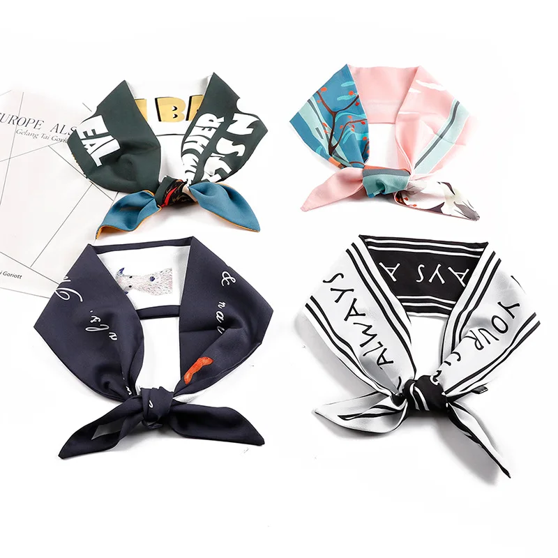 

Fashion double-sided chiffon printed silk scarf women's sliver corner accessories scarf satin double layer versatile small scarf