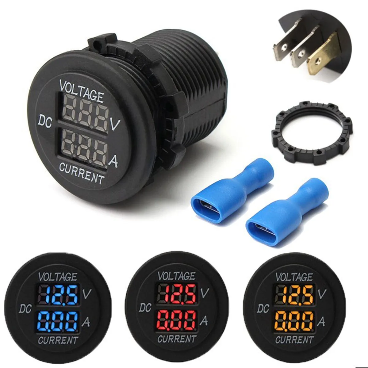 

12V-24V Mini Digital Voltmeter Ammeter Voltage Current Meter 2in1 Car Motorcycle Unviersal