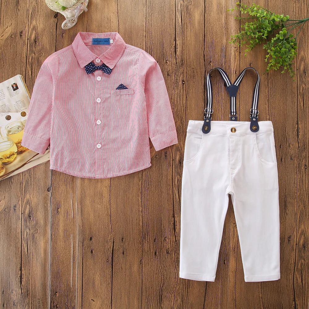Г. Multitrust, модный костюм-смокинг для новорожденных мальчиков голубой, розовый, торжественный Свадебный костюм джентльменская рубашка с галстуком-бабочкой, штаны Одежда для новорожденных