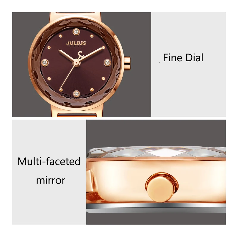 Julius Брендовые женские часы водонепроницаемые кварцевые часы из нержавеющей стали с сеткой простые многоразовые зеркальные часы-браслет