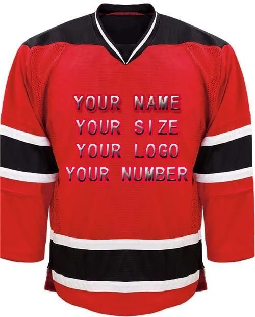 

Wholesale Factory OEM Custom Hockey Jersey Replica Home Vintage Embroidery Design Your Team Logo Name Number Red White XXS-6XL
