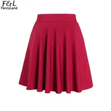 Летние юбки женские повседневные однотонные боковые карманы с высокой талией faldas mujer moda длиной до колена черная красная винно-красная Свободная юбка