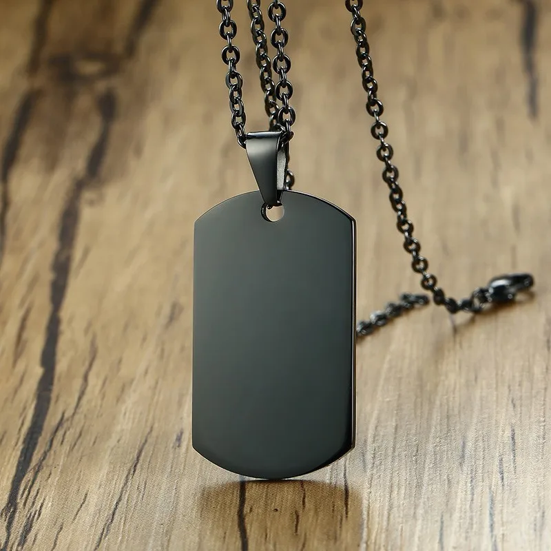 

Minimalist Mens Stainless Steel Dog Tag Pendant Necklace High Polished Male Collar Accessories