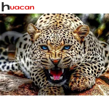 

Huacan DIY Diamond Mosaic Animal Leopard Full Square Diamond Painting Crafts Kit Embroidery Rhinestones Cross Stitch Decoration