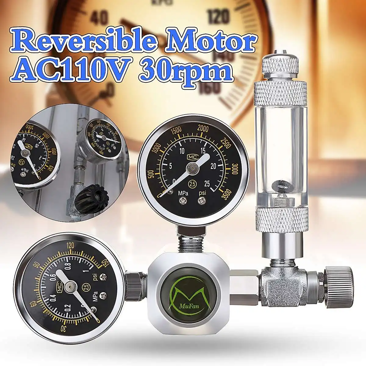 

Aquarium CO2 Regulator Check Valve Double Gauge Bubble Counter W21.8 Interface Flow Meter Control Valve Reducer Gauge