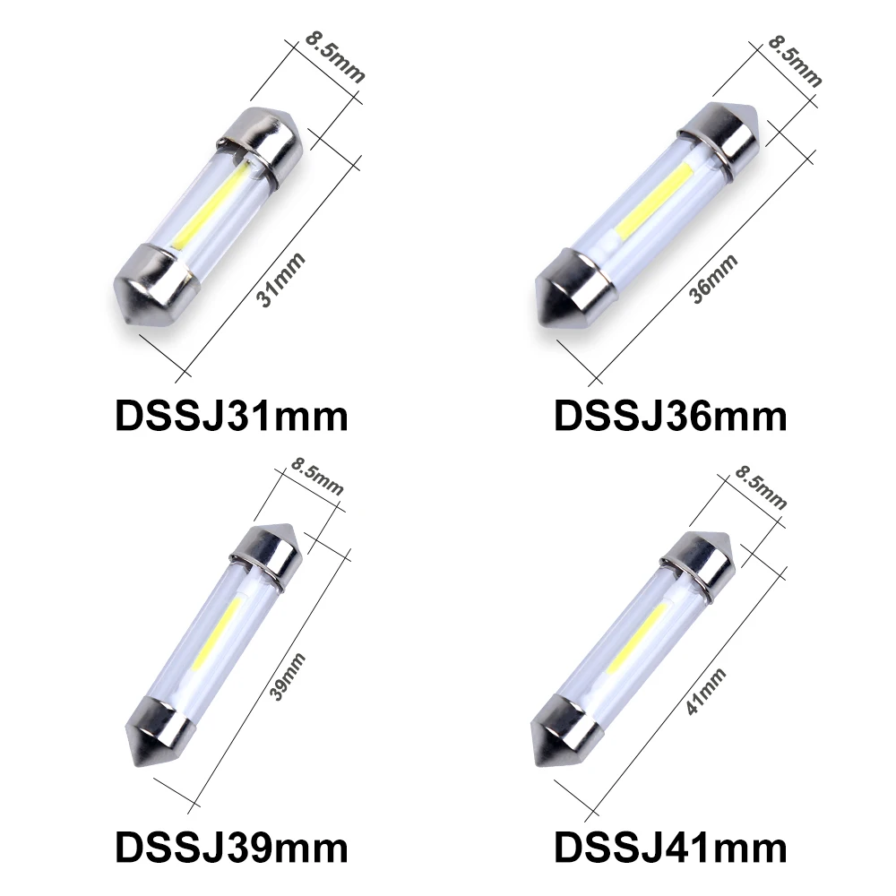 

1pcs C5W COB Car Led Bulbs Car Interior Festoon Dome Reading Light 41mm 39mm 36mm 31mm Source White Side License plate Lamp 12V