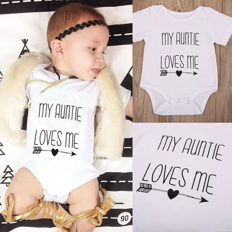 

Pudcoco Babys Jumpsuits 0M-18M My Auntie Love Me Baby Boy Girls Romper Jumpsuit Cotton Clothes Outfits