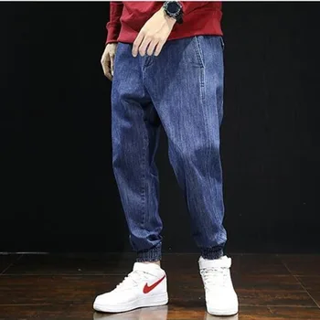 

#2011 Japanese Streetwear Jeans For Man Blue Black Loose Denim Harem Jeans Loose Plus Size 42 Biker Jeans Joggers Autumn Winter