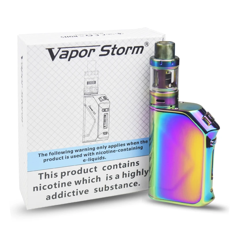 

Vapor Storm 100W Vape Mod Kit TC Strom100 TC 3200mAh Buit-in Battery 2ml Vesta Storm1 Sub Ohm Tank E Cigarette Kits Rainbow