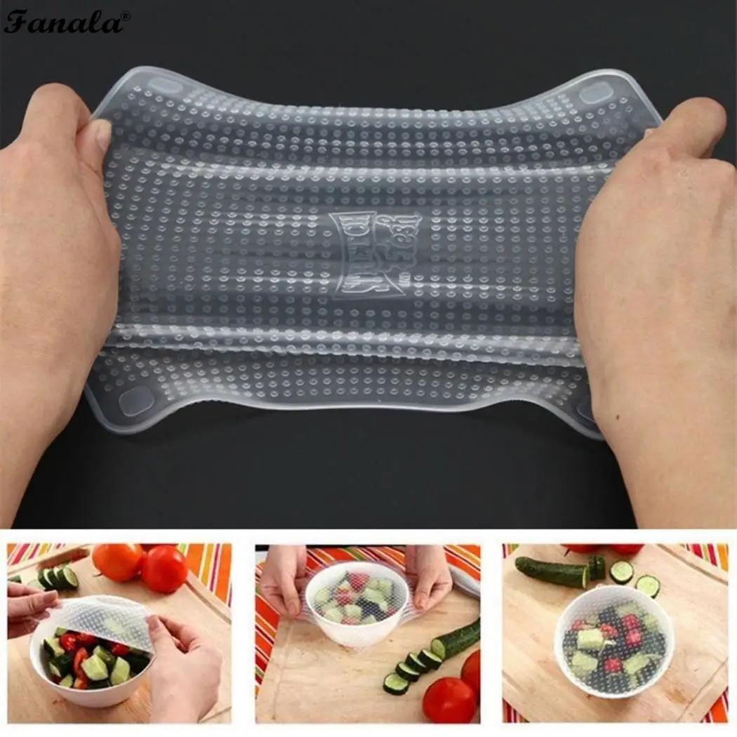 4 Pcs Square Transparent Reusable Silicone Wrap Films Kitchen Tools | Дом и сад
