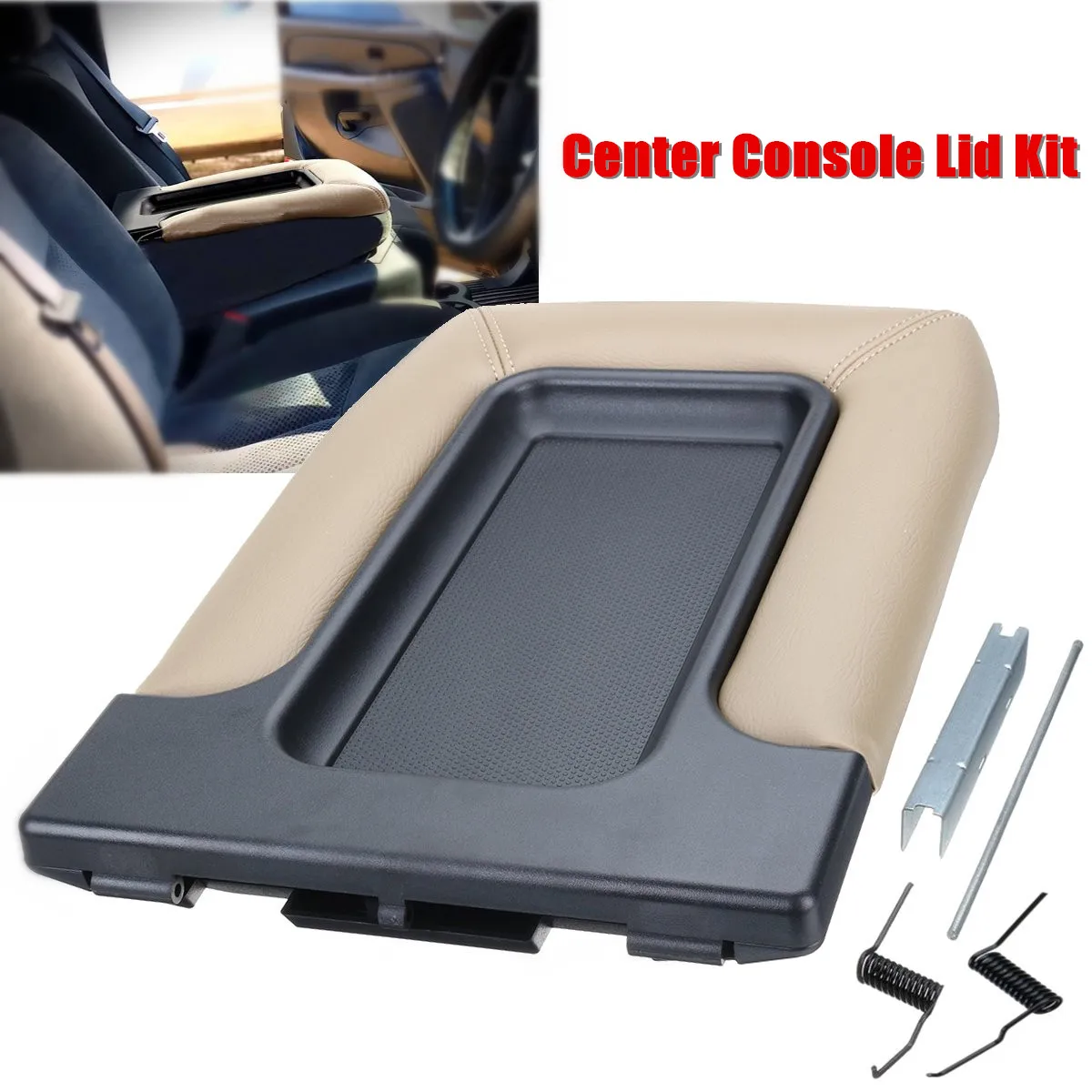 

Beige Center Console Lid Repair Kit Arm Rest Latch Replacement For GMC/1999-2007 19127364 19127365