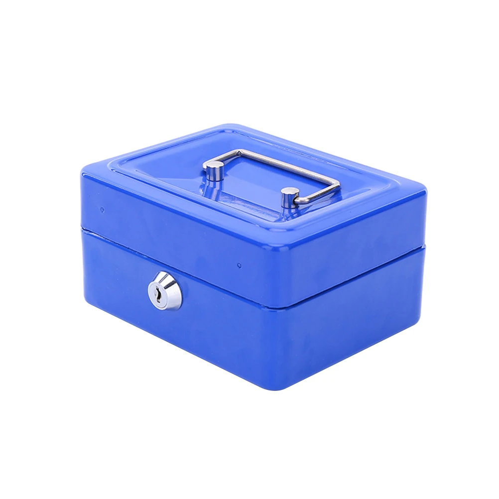 

Mini Portable Steel Cash Safe Box Lockable Coin Security Box Storage Case in Small Size (Blue)