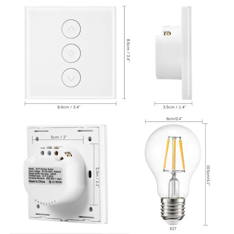 Светодиодный диммер 220 В Wifi диммер умный WiFi сенсорный светильник сенсорный выключатель работает с Alexa Google Assistant IFTTT E27 лампочка