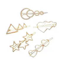 5 шт. заколки для волос треугольные полые в форме сердца Искусственный жемчуг Круглые заколки для волос для девушек и женщин