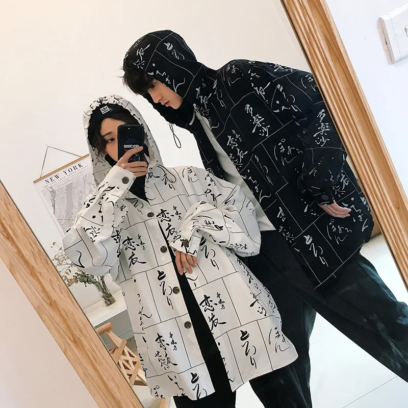 

New Shirt long sleeve Men Fashion Printed Casual Shirt Man Streetwear Hip Hop Loose Trend Wild Long-sleeved Shirt Male Hot Sale