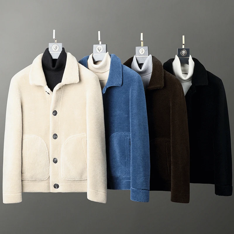 

100% Wool Coat Cashmere Both Sides Worn Men Wool Coat Warm Spring Wool Jacket Short Fashion Outwear Clothing Autumn New