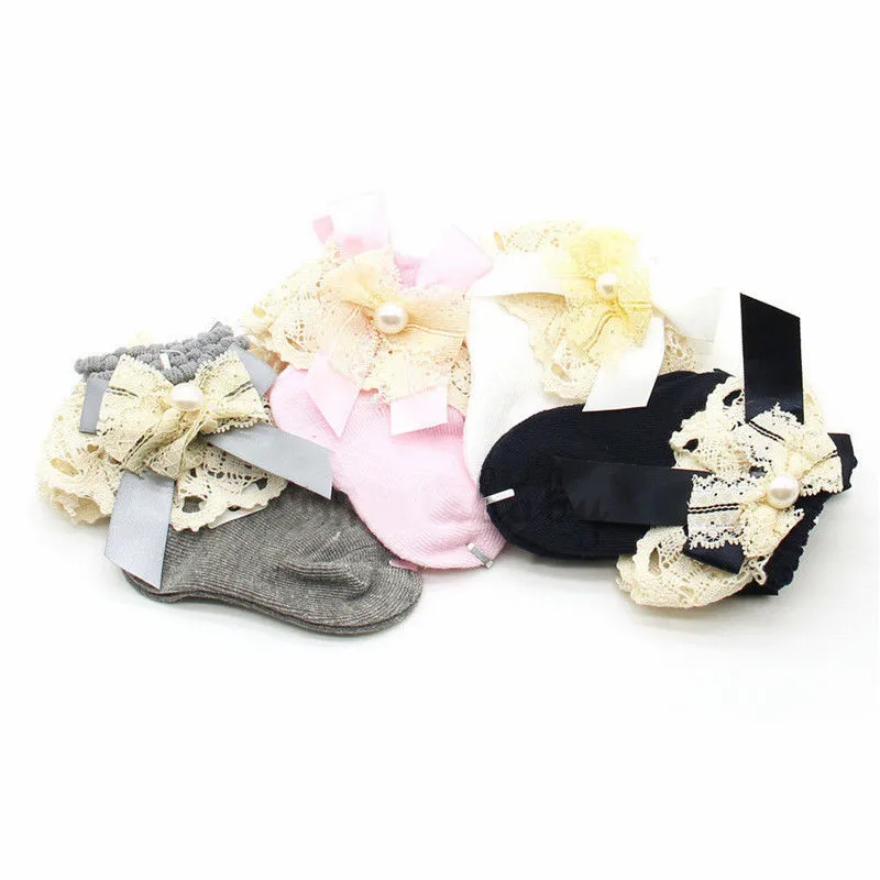 Теплые рождественские носки-тапочки для новорожденных милые хлопковые носки принцессы с кружевом и цветочным рисунком для маленьких девочек новые подарки для маленьких девочек