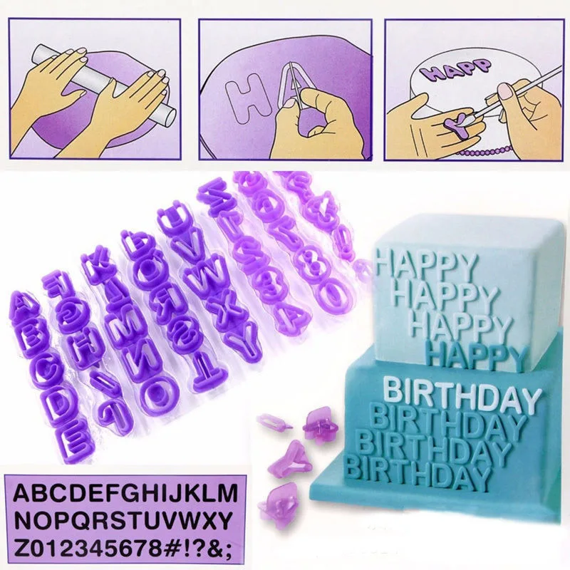 

40PCS Alphanumeric shape DIY birthday cake Fondant decorating mold moulds baking tools gadgets biscuit cookie for kitchen