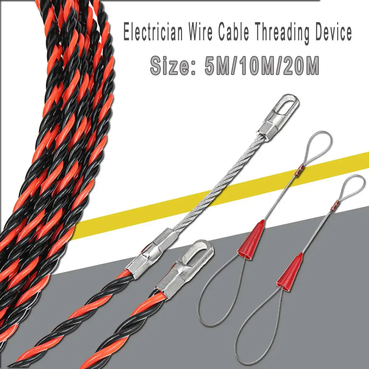 

5m/10m/20m 6mm Electrician Wire Cable Push Puller Threading Device Kit for Home Wire Installation Guide Device