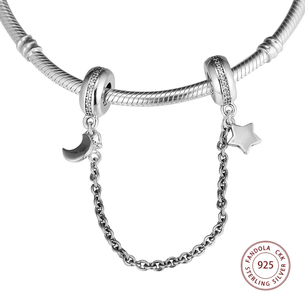 Safety Chain Charm 925 Sterling Silver 