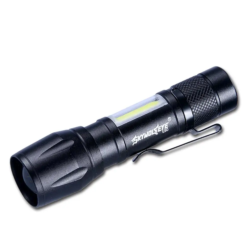 SKYWOLFEYE Portable COB LED Flashlight Torch 3 Modes Zoomable Torch