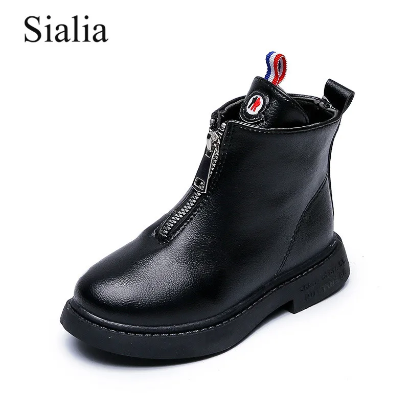 

Sialia Spring Autumn Children Boots For Girls Fashion Boots Kids Shoes Ankle Boots School Girls Shoes Round Toe Flat with Zip