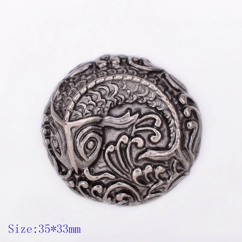 

35*34MM 10PC WESTERN FROSTED SLIVER JAPAN KOI FISH LEATHER CRAFT DECORATION WORKING CONCHOS HORSE SADDLES SCREW BACK