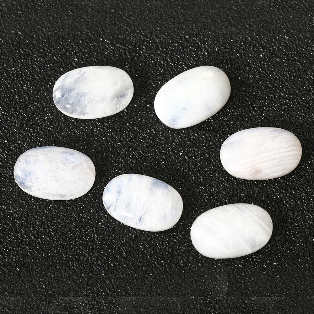 7.8-8.6 CT Oval Cut Natural Moonstone 11x17MM Loose Stones with Blue light Decoration Gemstone Jewelry Gift 5 pcs/set loose gemstones