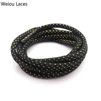 

Weiou 4.5mm Cool Glitter Lace Metallic Round Cross Grain Sparkle Bootlaces Shiny White Black Shoelaces For Athletic Sports Shoes