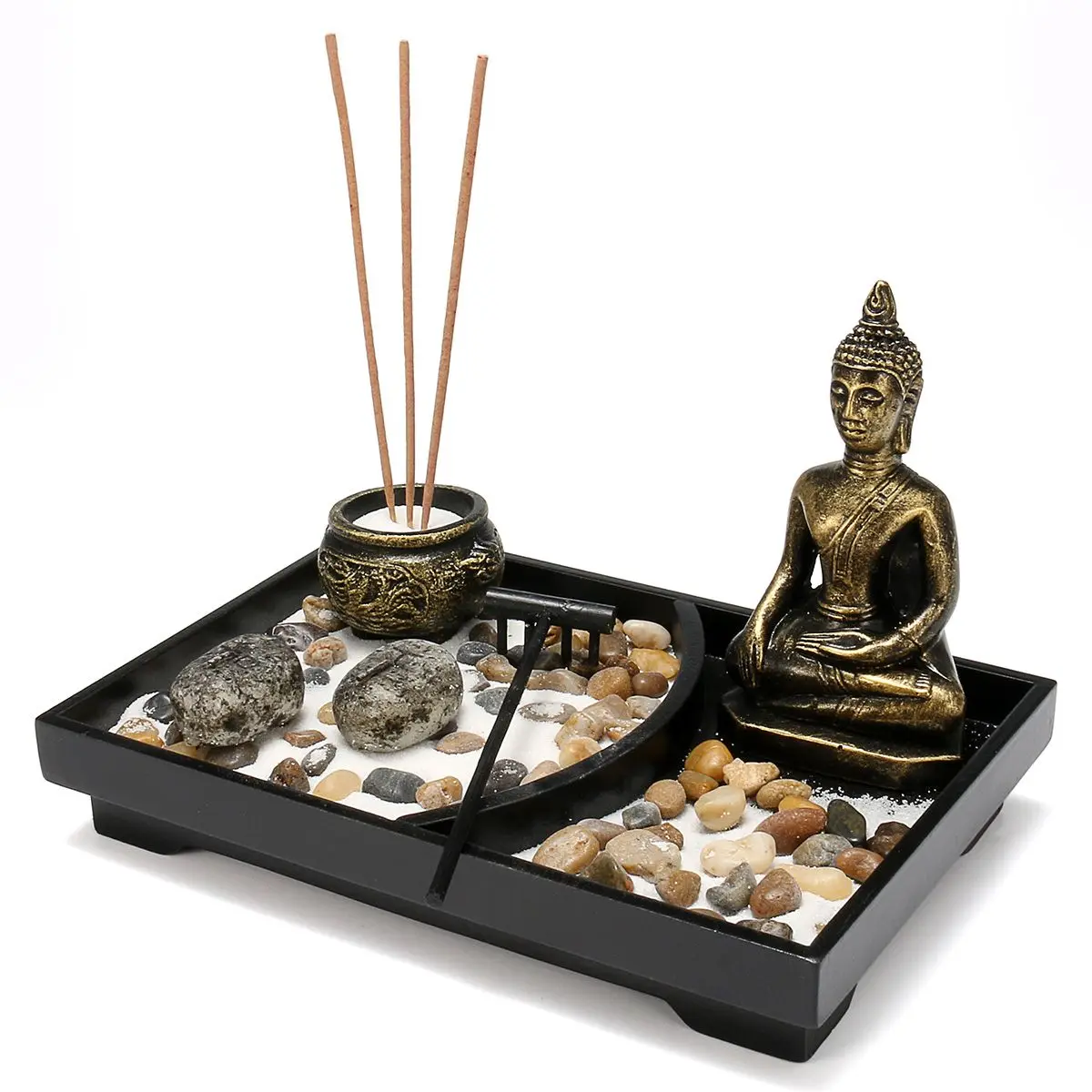 Mobel Wohnen Tisch Schreibtisch Zen Garten Sand Buddha Teelicht