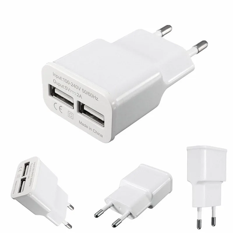 

New EU Plug with Dual USB Ports 5V 2A Travel Wall Charger adapter Charging USB Power Supply For Most Phone Tablet Camera