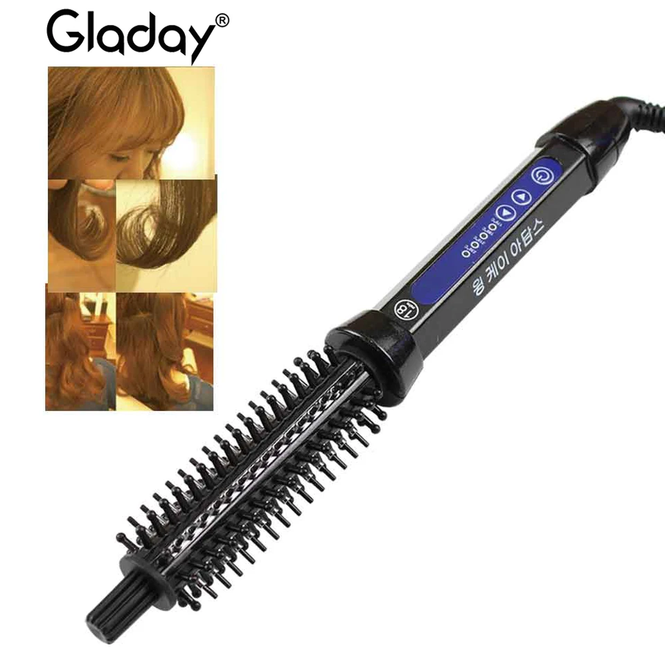 Gladay Hair Curling Brush Comb Curling Iron Ceramic Hair Curler