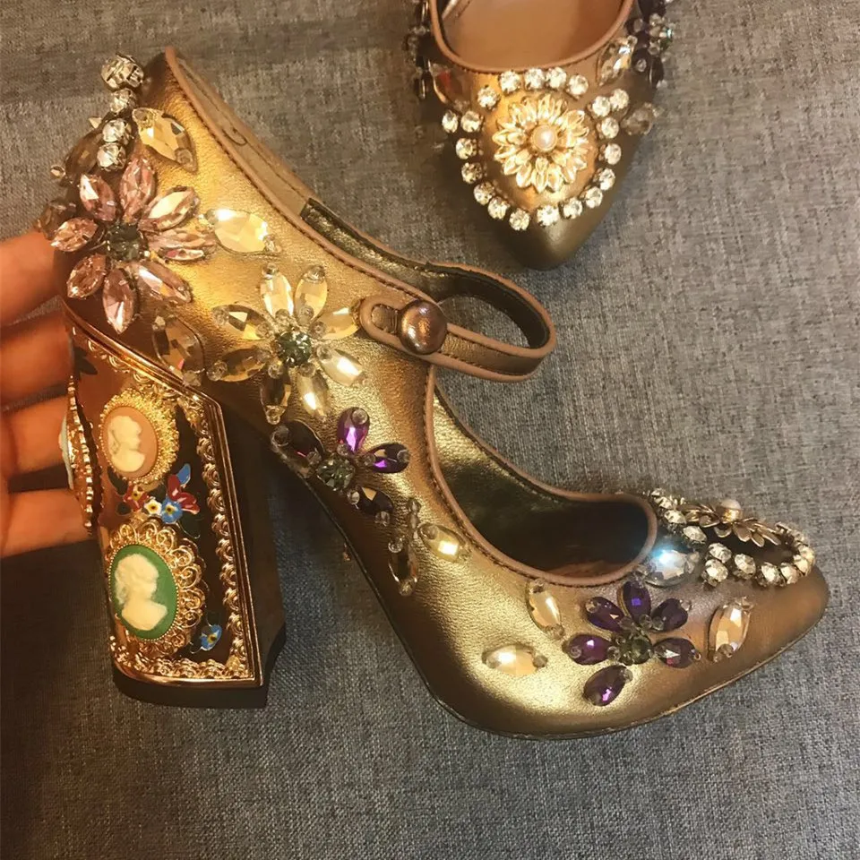 Luxury Brand Design Fashion Women Pumps Handmade Crystal String Bead Rhinestone Genuine Leather High Heeled Shoes Real Pic Luxury Brand Design Fashion Women Pumps Handmade Crystal String Bead Rhinestone Genuine Leather High Heeled Shoes Real Pic